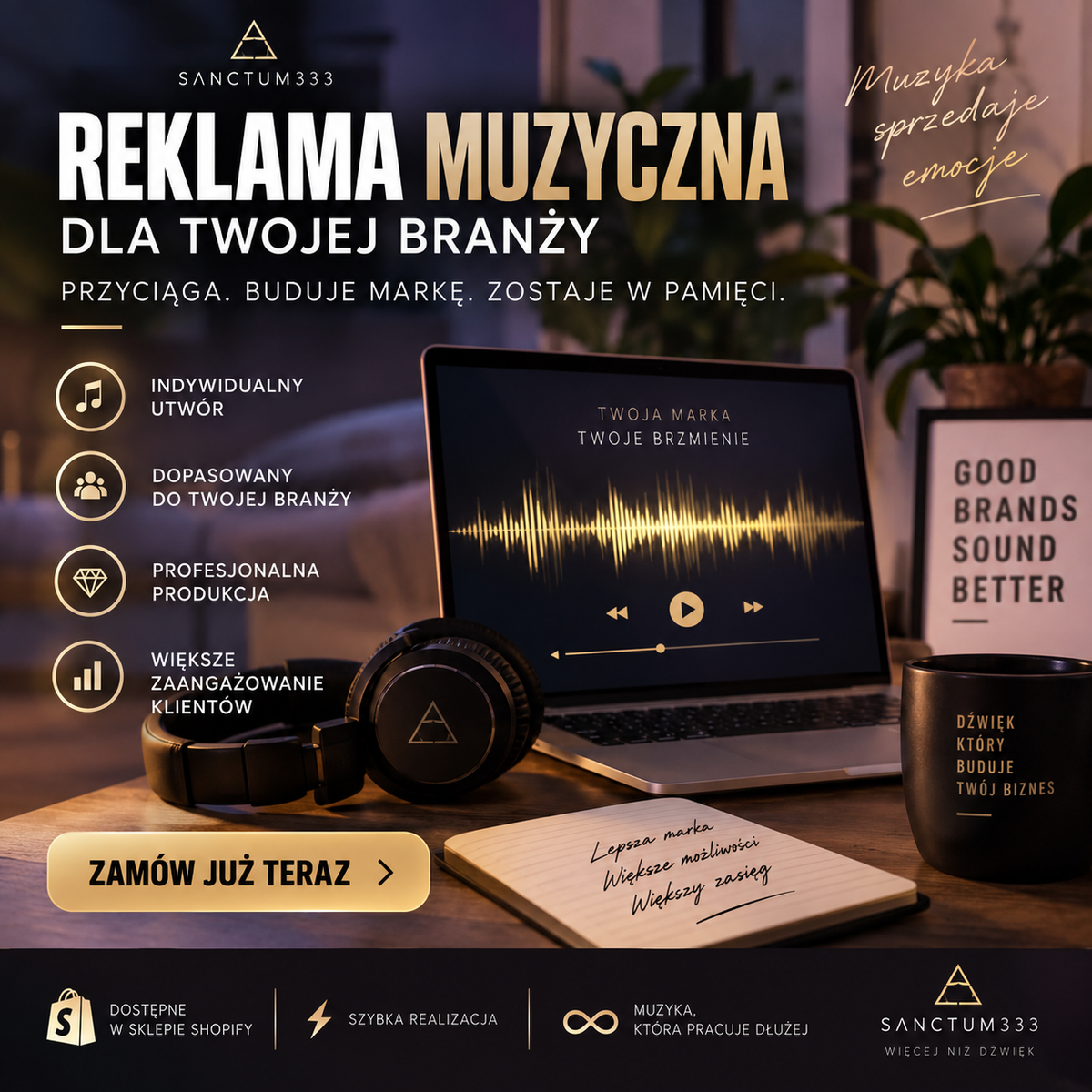 Reklama muzyczna dla marki, usługa Premium SANCTUM333